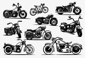 Motorcycle and old vintage classic car tattoo idea