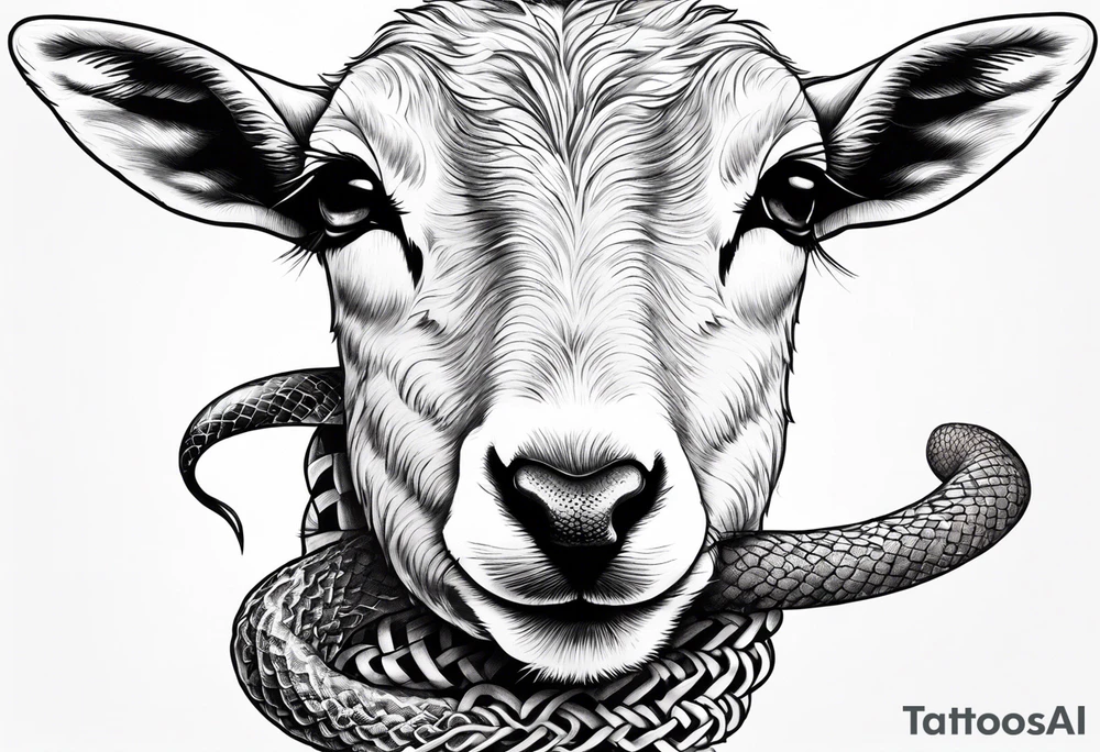 Tattoo of lamb eating a snake tattoo idea