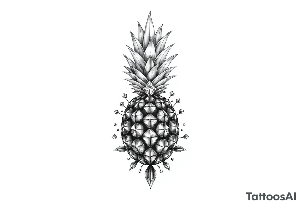 To cover pubic area vagina and anus using a pineapple with diamonds and magestic tattoo idea