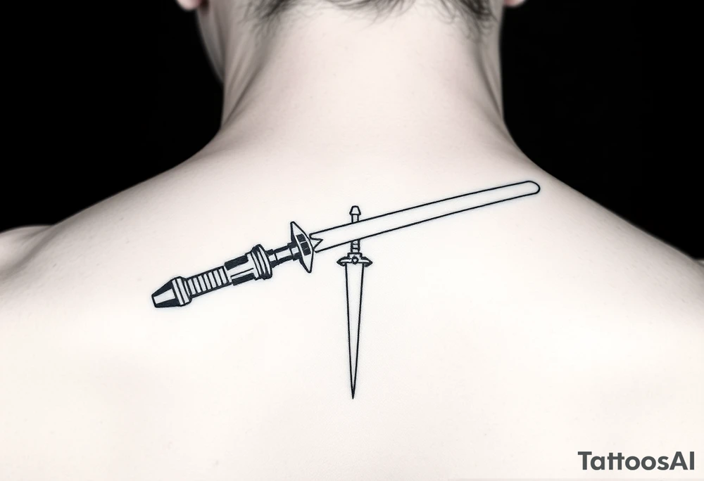 anakin skywalker lightsaber black and white back tattoo tattoo idea