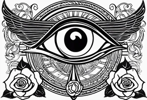 Eye of Ra with roses tattoo idea
