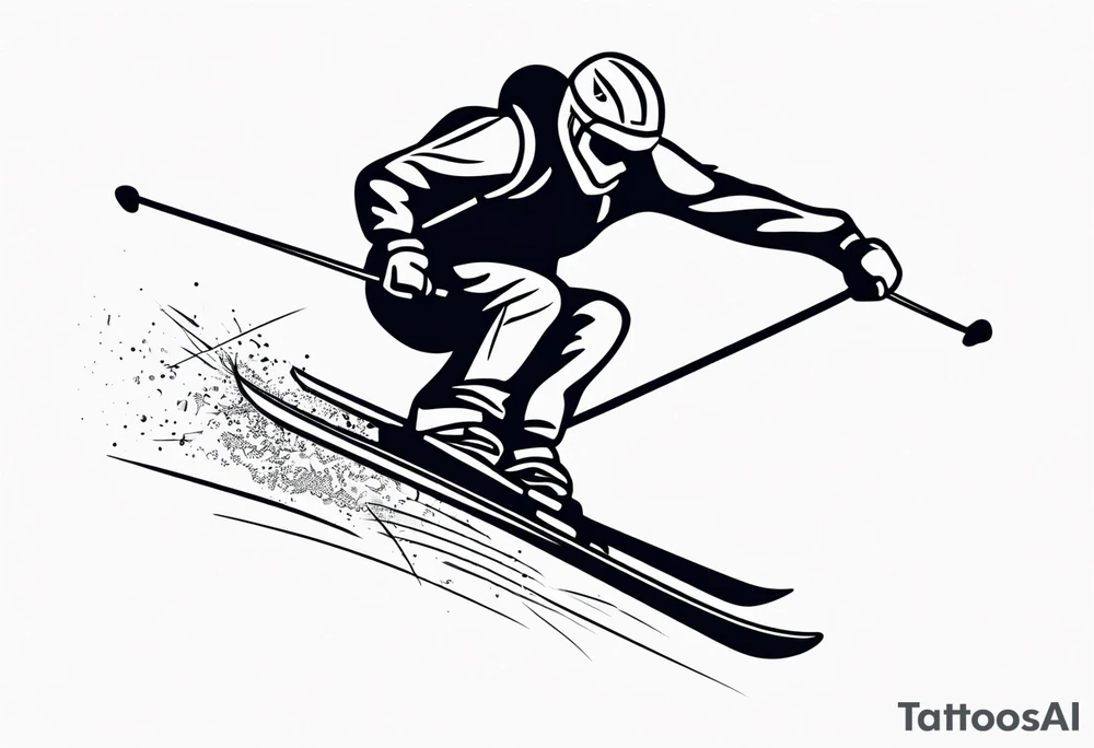 Skier in motion, single line tattoo idea