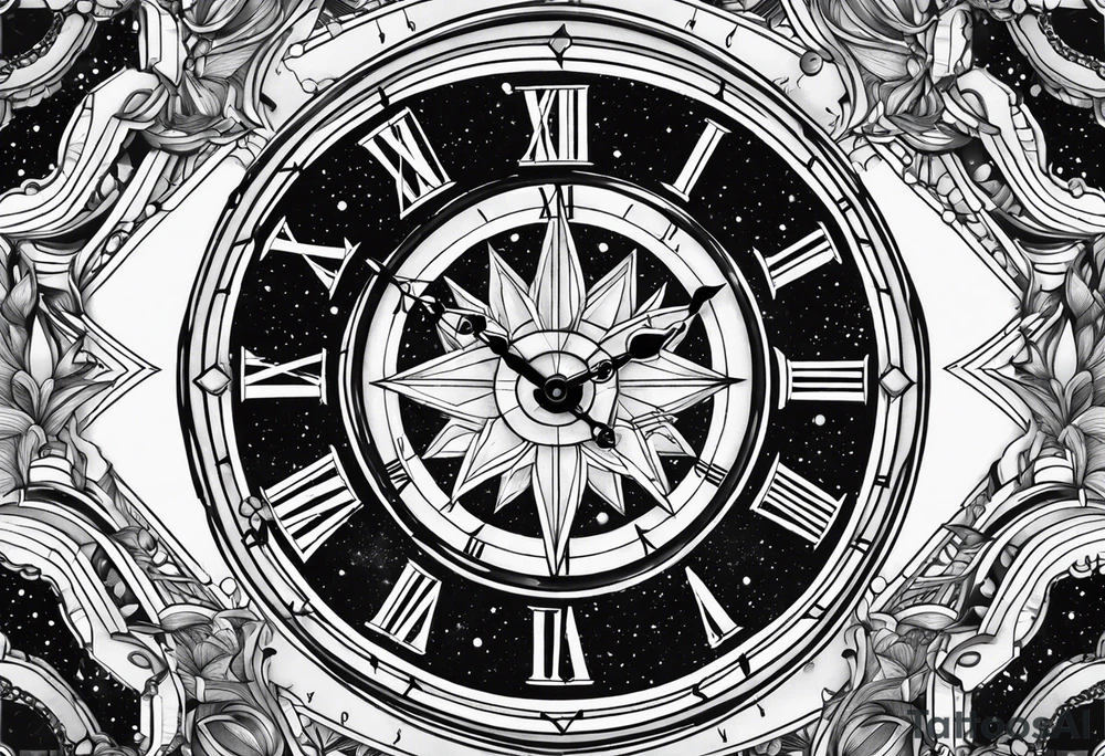A clock in the cosmos tattoo idea