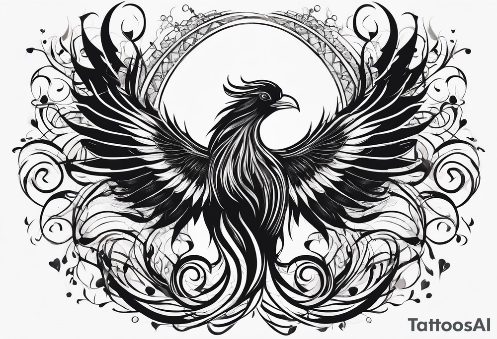 Rebirth symbol and knot and a phoenix. Simple but abstract tattoo idea