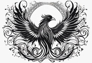 Rebirth symbol and knot and a phoenix. Simple but abstract tattoo idea