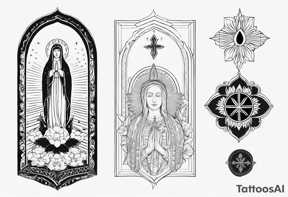 Totus tuus with image of Our Lady of Aparecida tattoo idea