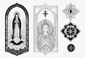 Totus tuus with image of Our Lady of Aparecida tattoo idea