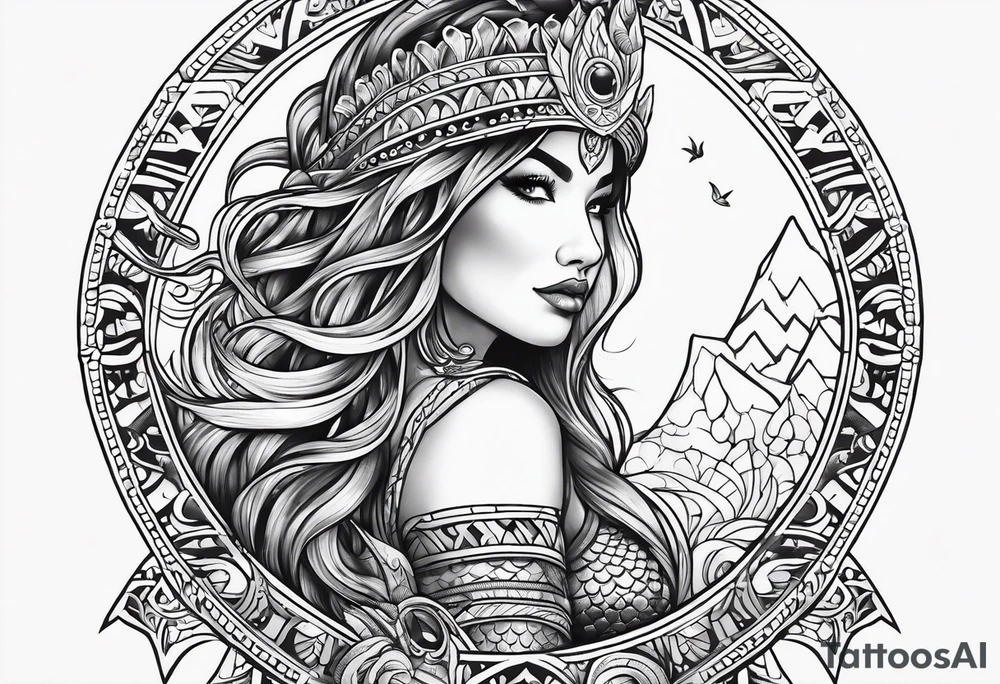 mermaid aztec tattoo idea