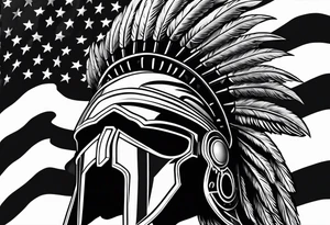 spartan helmet with American flag and eagle 
background tattoo idea