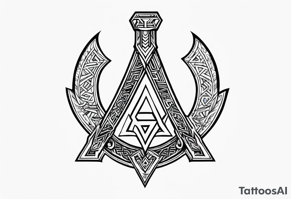 Valhalla 
valknut sword axe tattoo idea