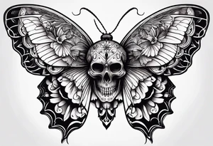 Moth with skull on its back and symmetrical wings tattoo idea