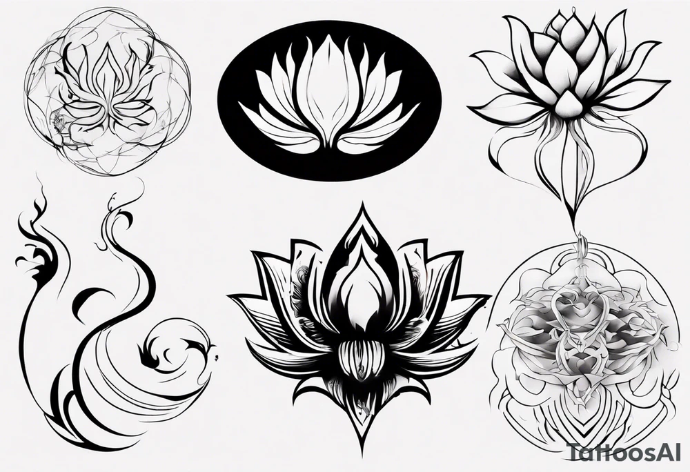 Lotus flower with phoenix tattoo idea