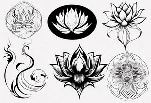 Lotus flower with phoenix tattoo idea