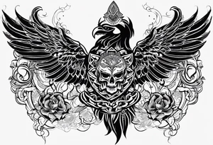 kali ma, alien goddess, valkrye, aries, cosmic pirate, divine feminine, zenza resonance, pachamama, lotus azul, blank panther, eagle, skull, 5D, nueva gaya, dna 12, left side chest tatoo tattoo idea