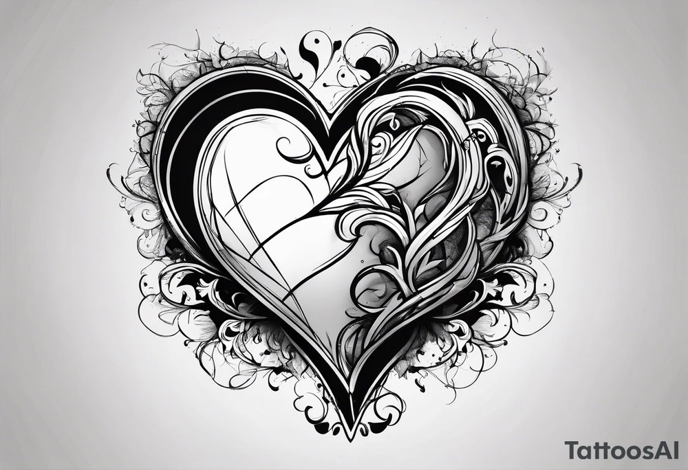 simple broken heart tattoo idea