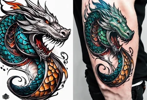 a Sleeve tattoo of Jörmungandr from god of war the game tattoo idea