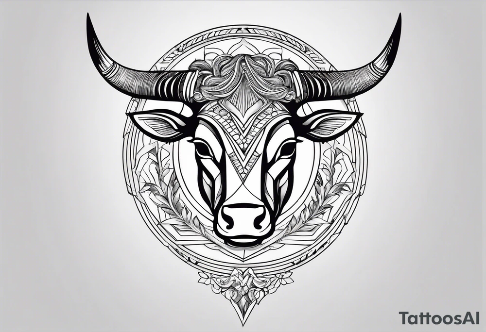 Taurus head split down the middle vertically by an arrow tattoo idea Taurus head split down the middle vertically by an arrow tattoo idea