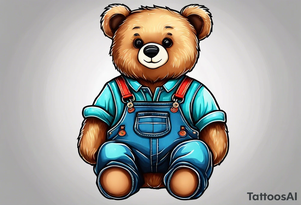 teddy bear in overalls tattoo idea
