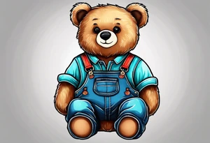 teddy bear in overalls tattoo idea