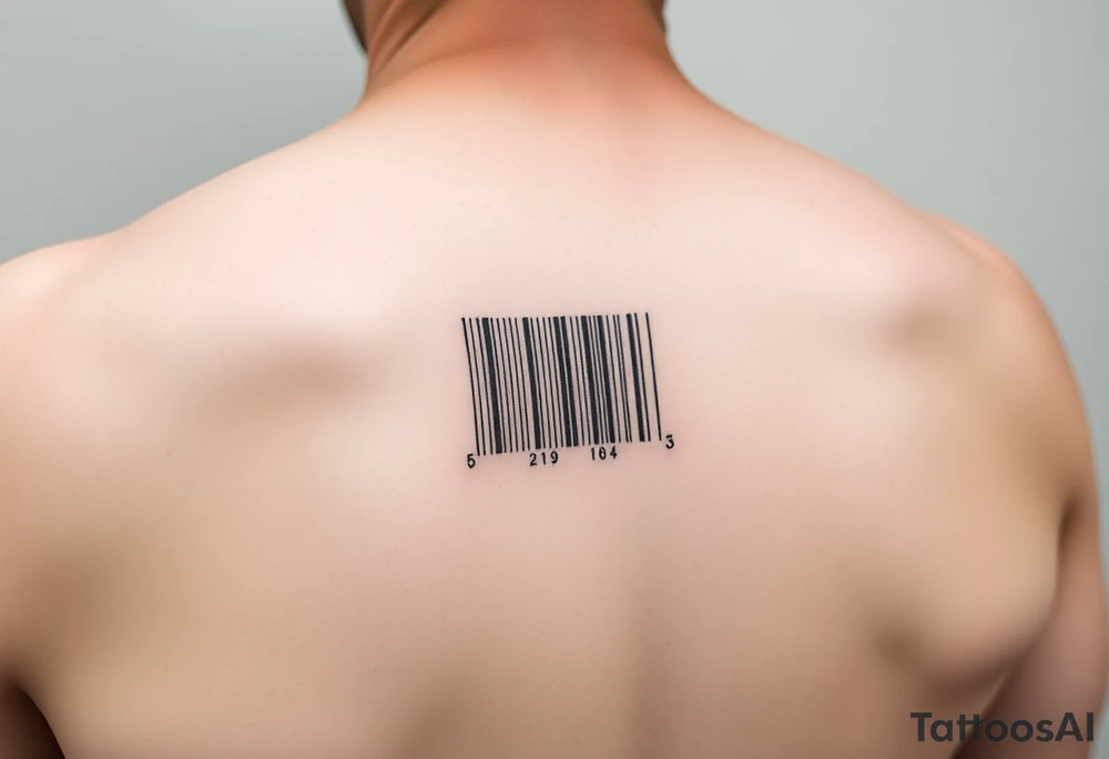 "Microrealism tattoo: barcode made of tiny hammers and sickles. Looks normal from afar, reveals details up close. 1cm height, forearm length." tattoo idea