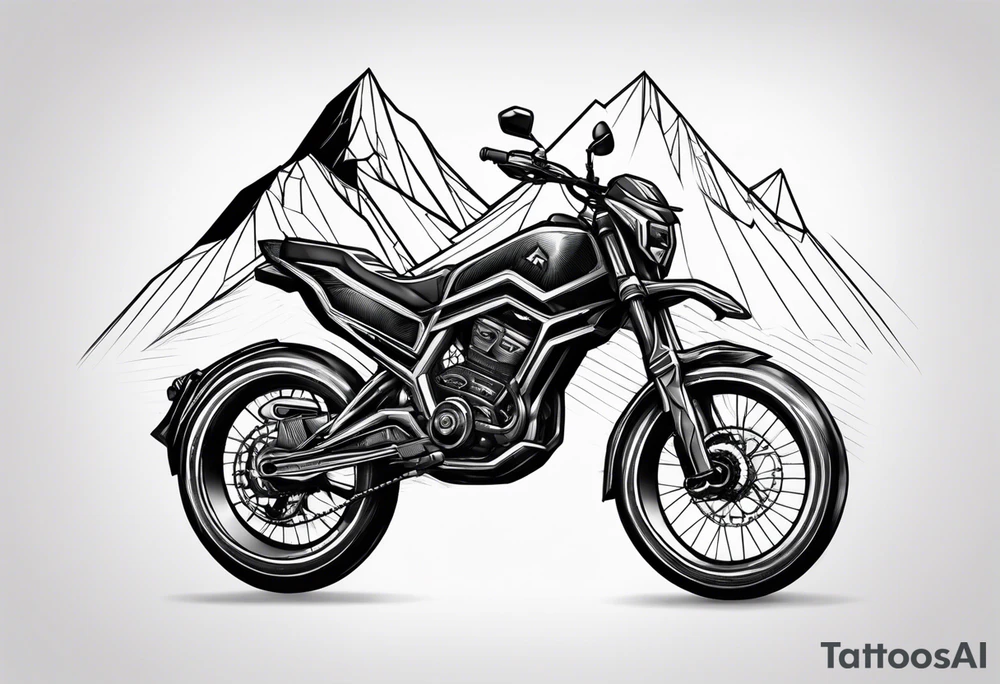 mountain, bike, bull tattoo idea