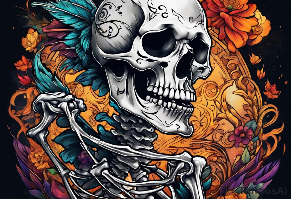 skeleton running from the world tattoo idea
