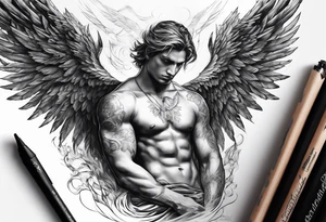 male fallen angel,the fall of gabriel evil tattoo idea