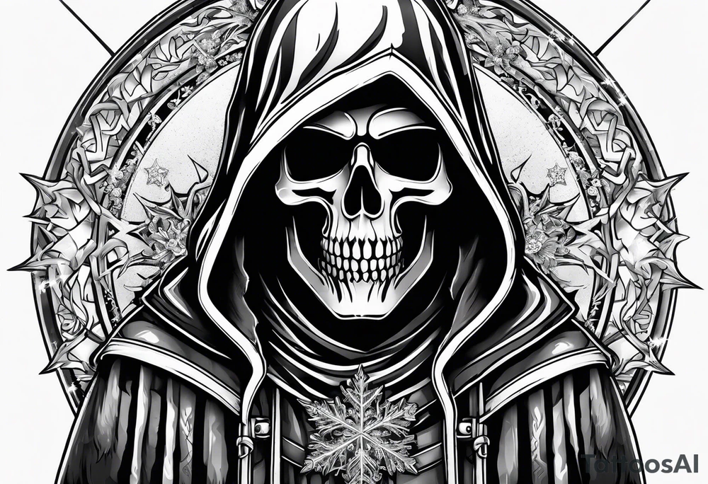 Grim reaper with snow flake tattoo idea