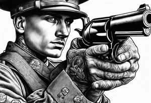 WW1 British soldier with revolver tattoo idea