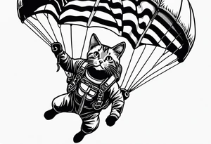 cat going skydiving with no chute open tattoo idea