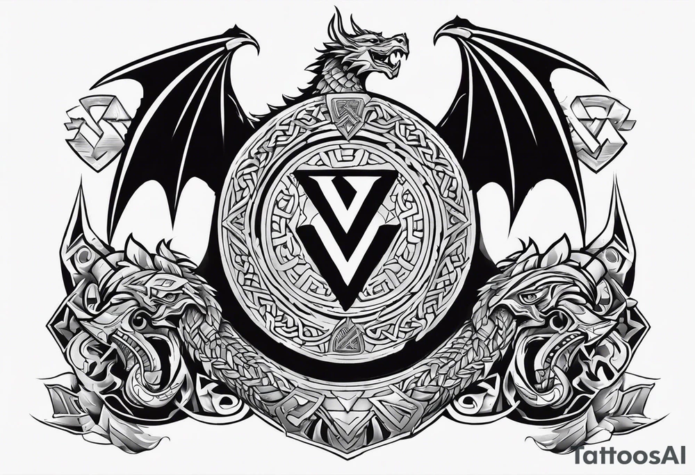Valhalla sword shield dragon axe Valknut chains
steps tattoo idea Valhalla sword shield dragon axe Valknut chains
steps tattoo idea
