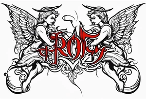 Angel and  Devil fighting back tattoo design tattoo idea