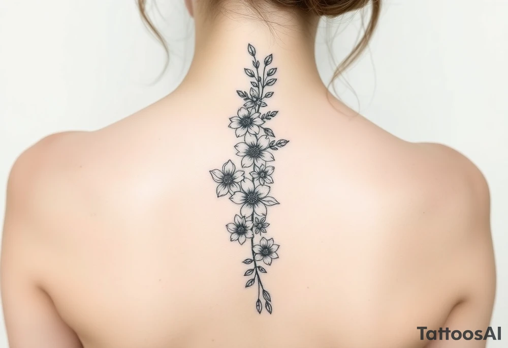 a bunch of flowers going down spine tattoo tattoo idea