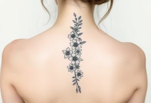 a bunch of flowers going down spine tattoo tattoo idea