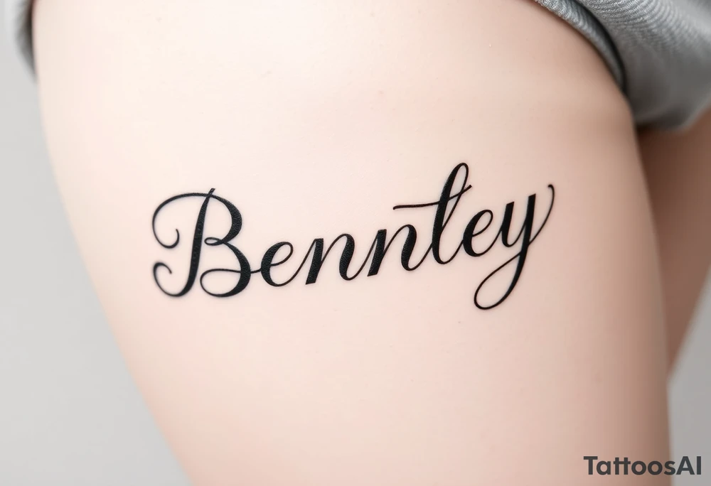 My son's name, Bentley, in cursive writing tattoo idea