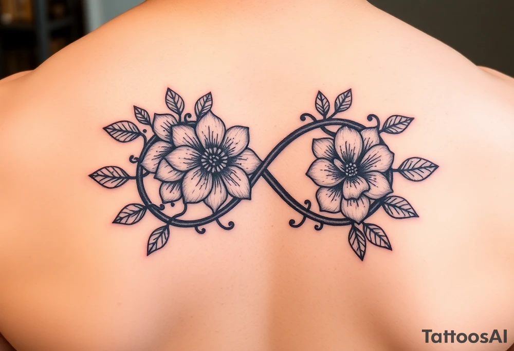 January December July birthday flower infinity sign tattoo idea