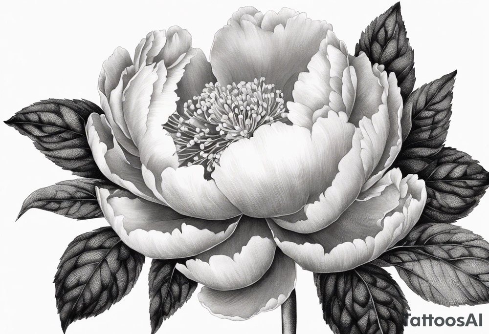 Botanical illustration peony tattoo idea