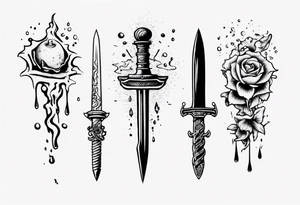 Dagger falling in a puddle tattoo idea