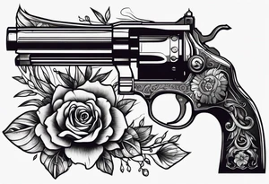 revolver gun held by a ghastly hand tattoo idea