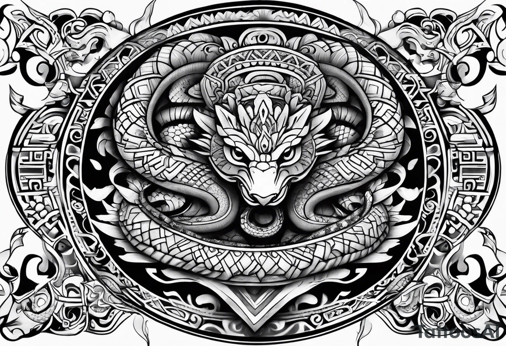 aztec snake sleeve tattoo idea