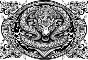 aztec snake sleeve tattoo idea