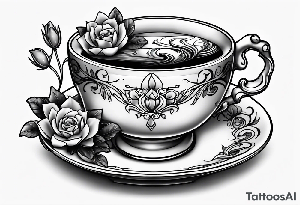a full fawn inside a teacup tattoo idea