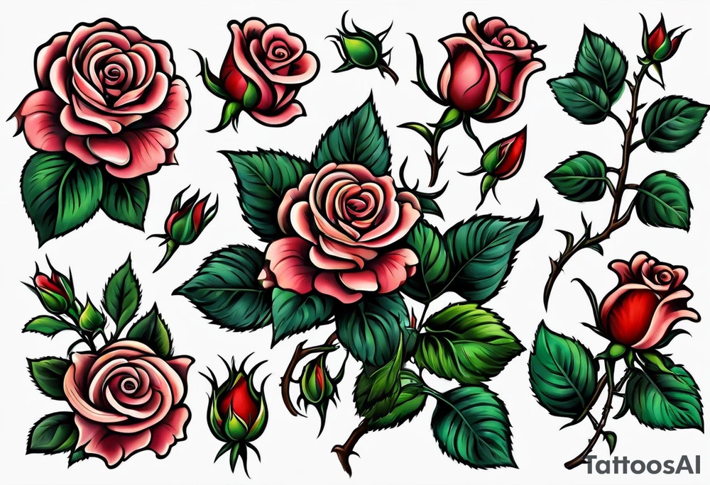 traditional rose tattoo idea