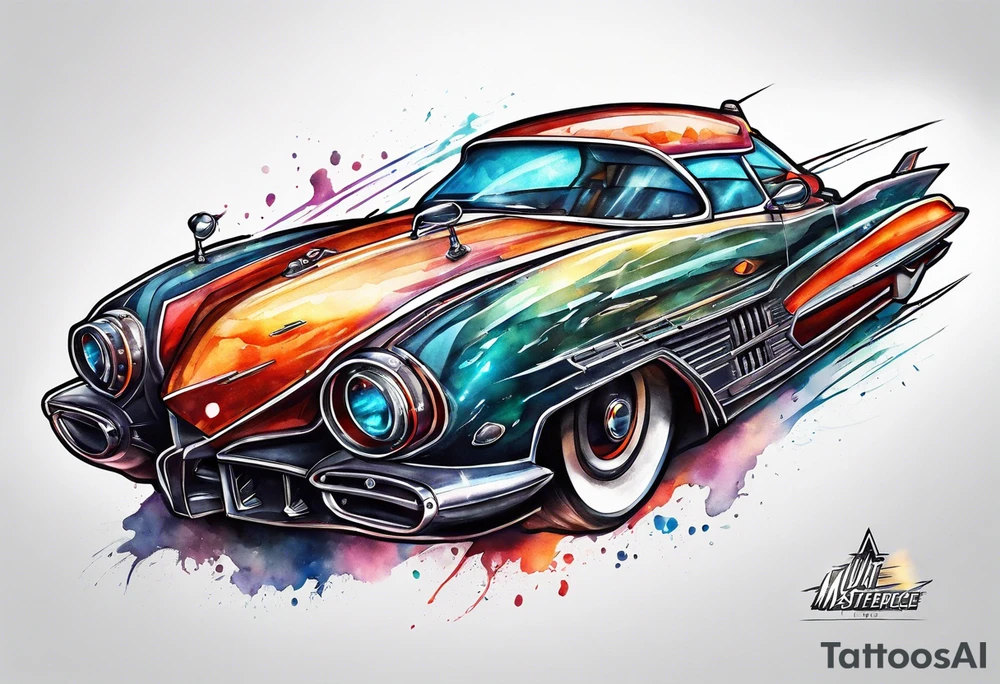 futuristic rocket time machine car tattoo idea