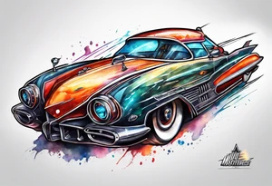 futuristic rocket time machine car tattoo idea