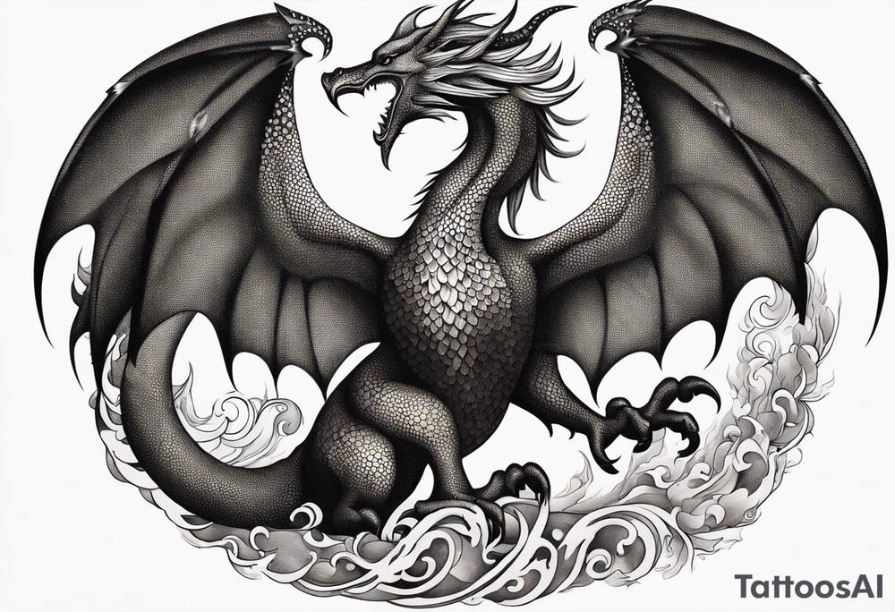 phoenix fighting a medieval
 dragon tattoo idea