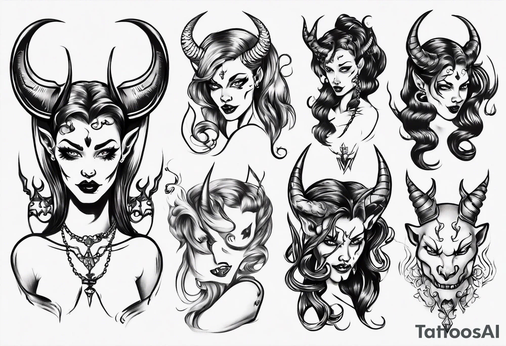 Female devil tattoo idea