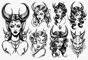 Female devil tattoo idea