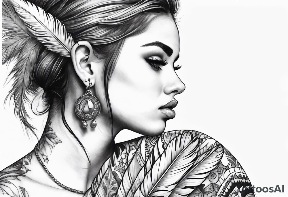 Girl with feather tattoo idea