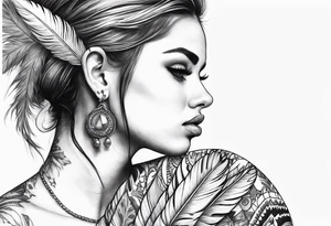 Girl with feather tattoo idea